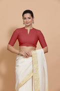 Ananya Blouse in Carmine Red Plain Cotton