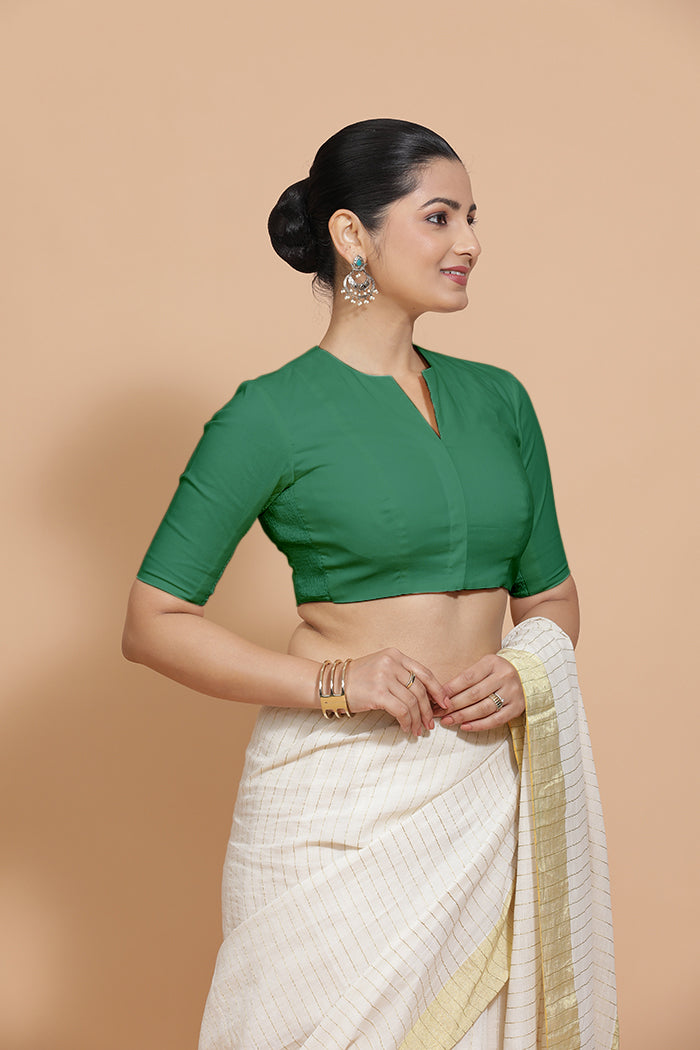 Ananya Blouse in Castleton Green Plain Cotton