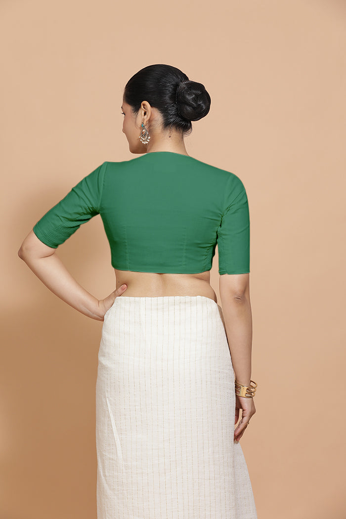 Ananya Blouse in Castleton Green Plain Cotton