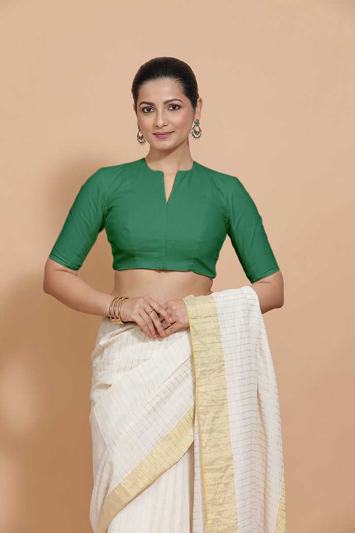 Ananya Blouse in Castleton Green Plain Cotton