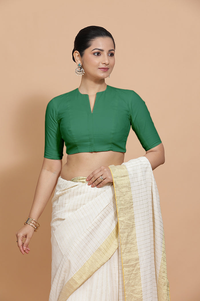 Ananya Blouse in Castleton Green Plain Cotton