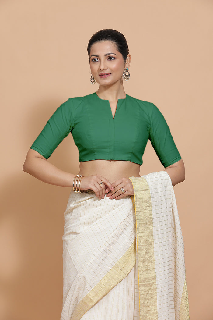 Ananya Blouse in Castleton Green Plain Cotton