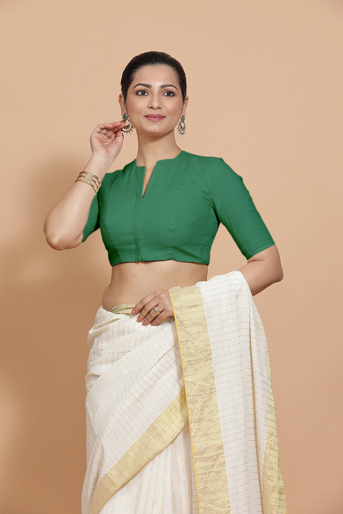 Ananya Blouse in Castleton Green Plain Cotton