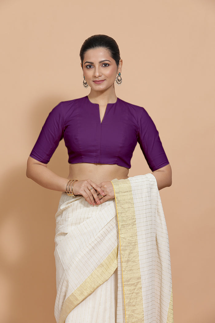 Ananya Blouse in Magenta Bliss Plain Cotton