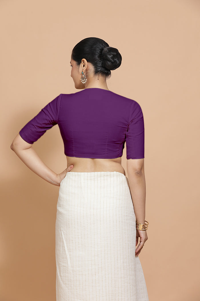 Ananya Blouse in Magenta Bliss Plain Cotton