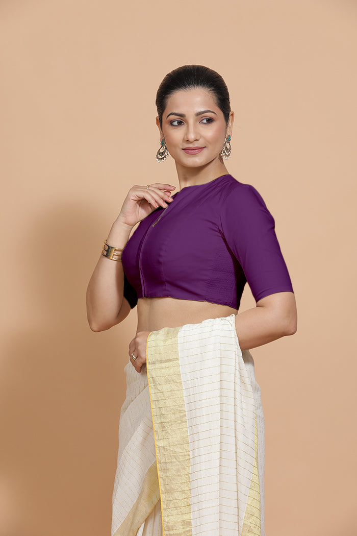 Ananya Blouse in Magenta Bliss Plain Cotton