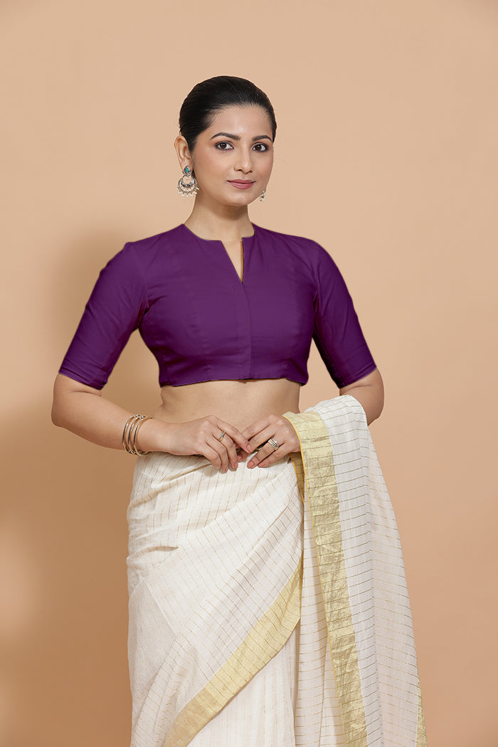 Ananya Blouse in Magenta Bliss Plain Cotton