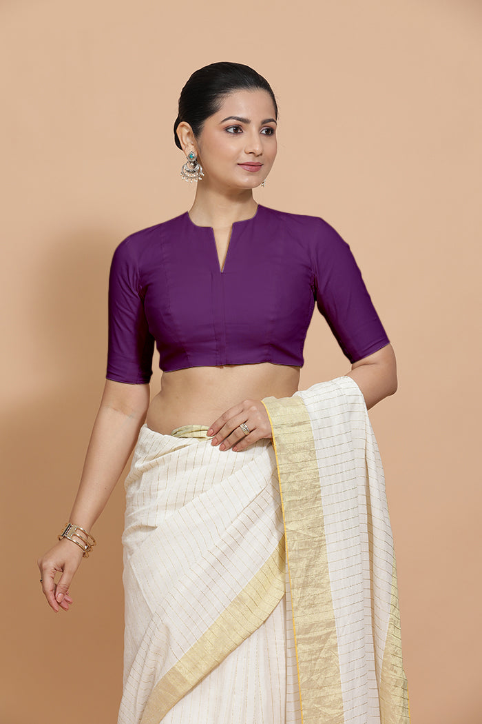 Ananya Blouse in Magenta Bliss Plain Cotton