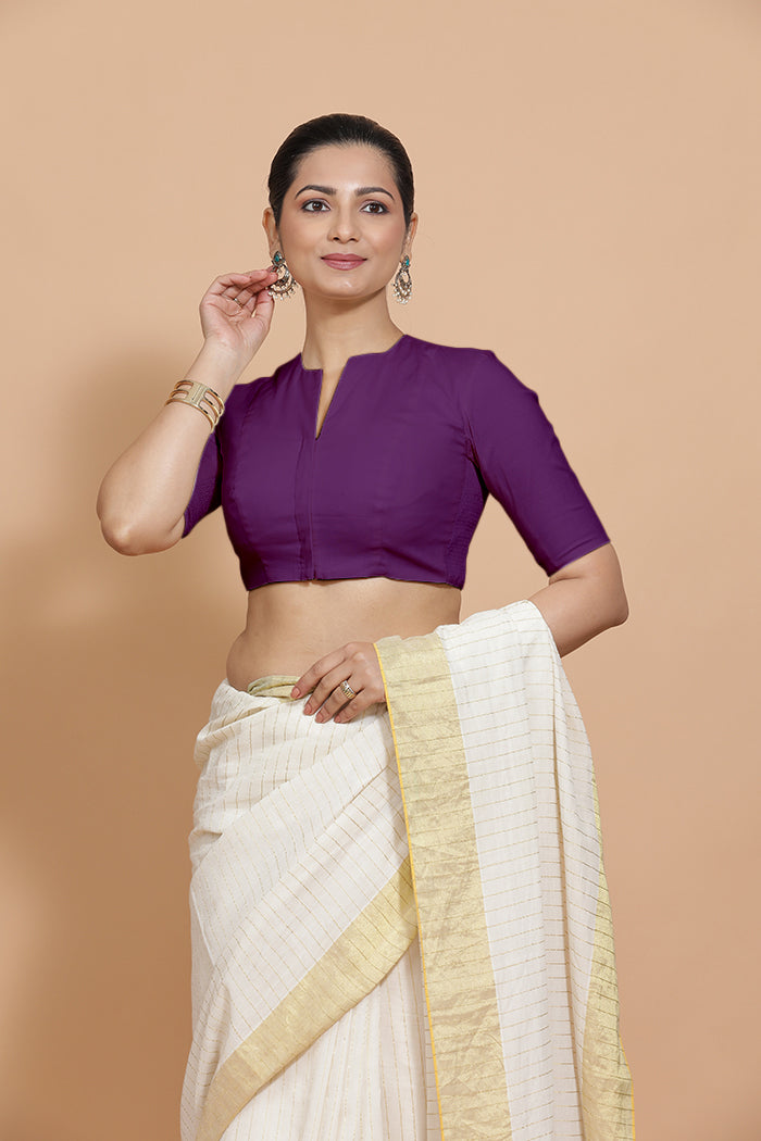 Ananya Blouse in Magenta Bliss Plain Cotton