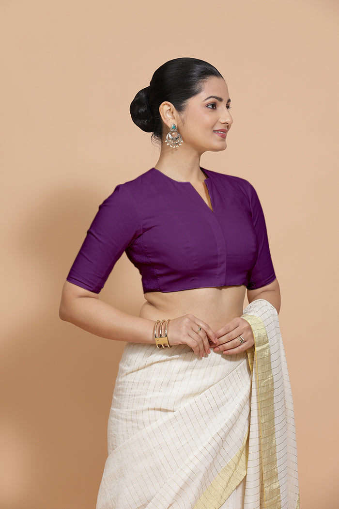 Ananya Blouse in Magenta Bliss Plain Cotton