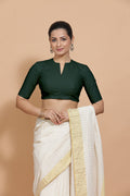 Ananya Blouse in Moss Green Plain Cotton