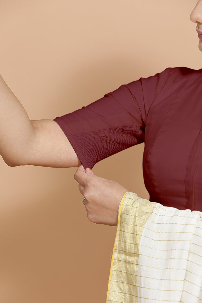 Ananya Blouse in Royal Maroon Plain Cotton
