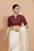 Ananya Blouse in Royal Maroon Plain Cotton