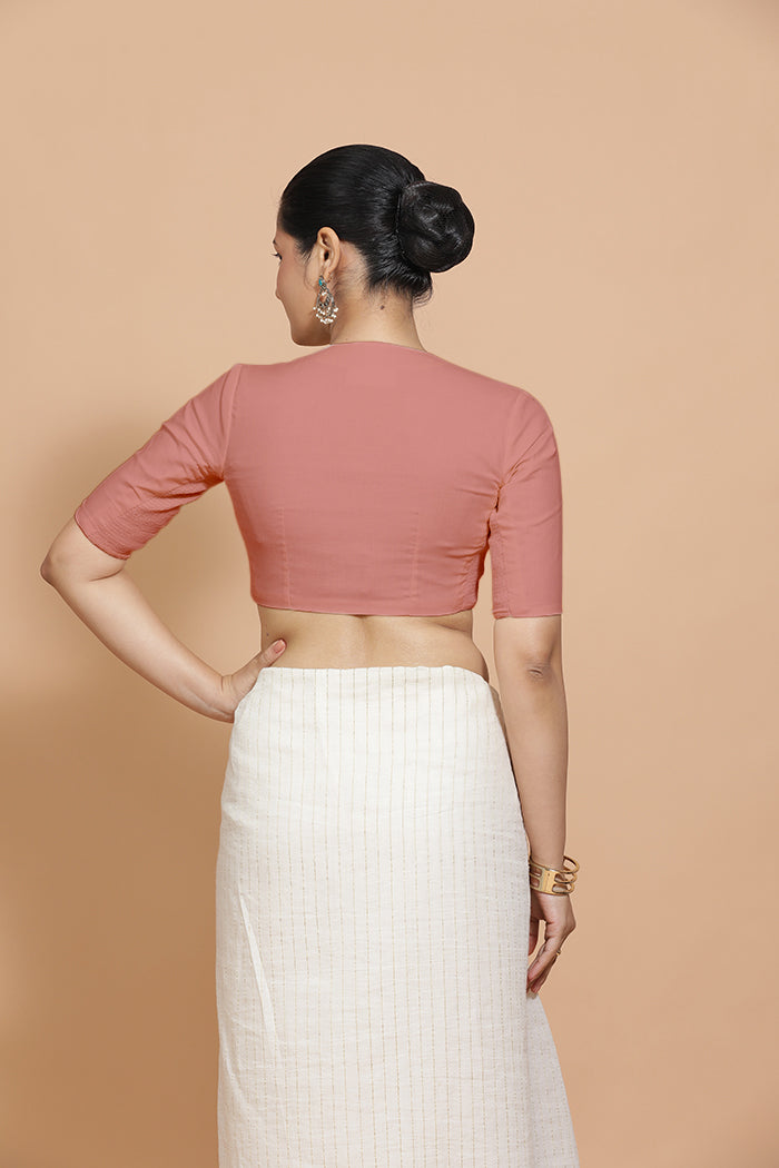 Ananya in Soft Peach Plain Cotton