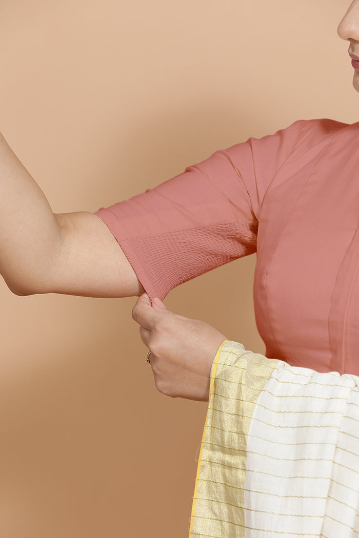 Ananya in Soft Peach Plain Cotton
