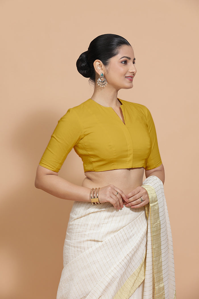 Ananya Blouse in Sunny Yellow Plain Cotton