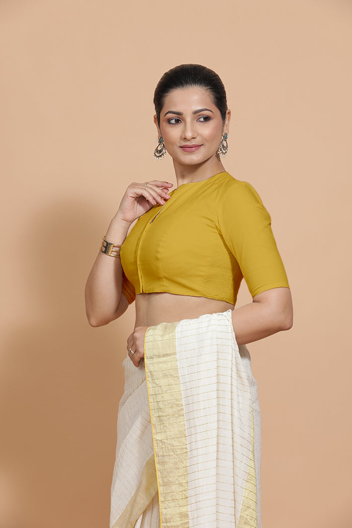 Ananya Blouse in Sunny Yellow Plain Cotton
