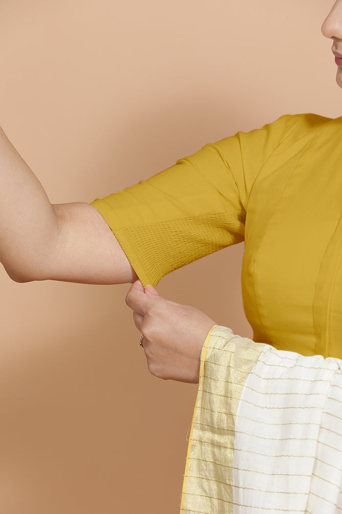 Ananya Blouse in Sunny Yellow Plain Cotton