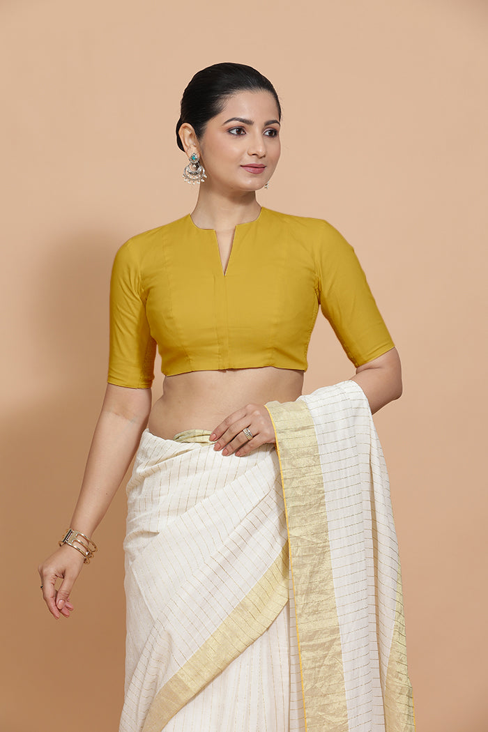 Ananya Blouse in Sunny Yellow Plain Cotton