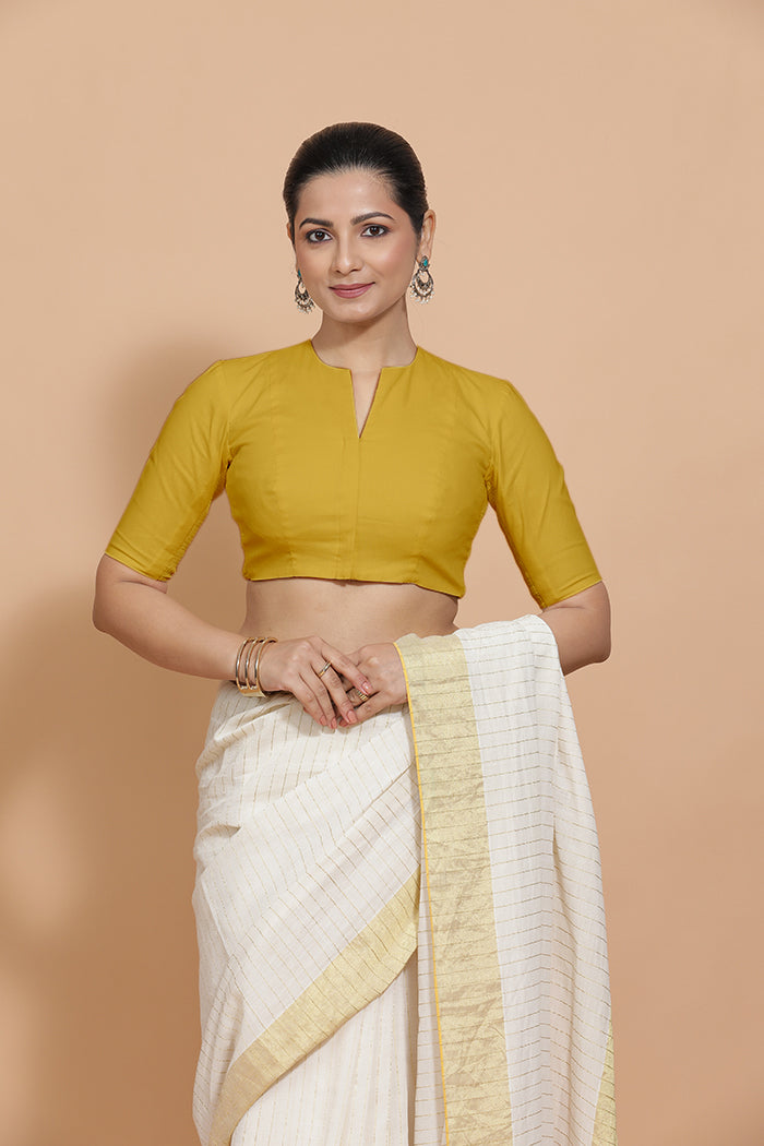 Ananya Blouse in Sunny Yellow Plain Cotton