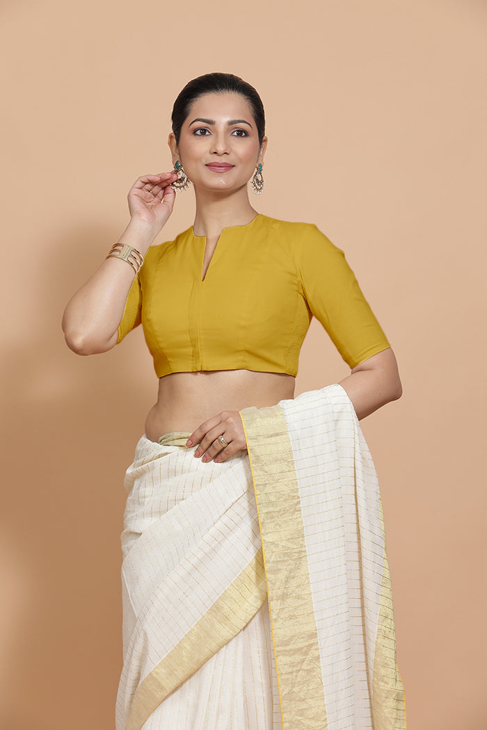 Ananya Blouse in Sunny Yellow Plain Cotton