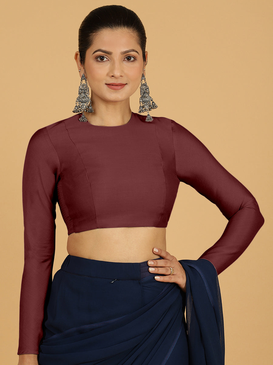 Jaya Blouse in Deep Maroon