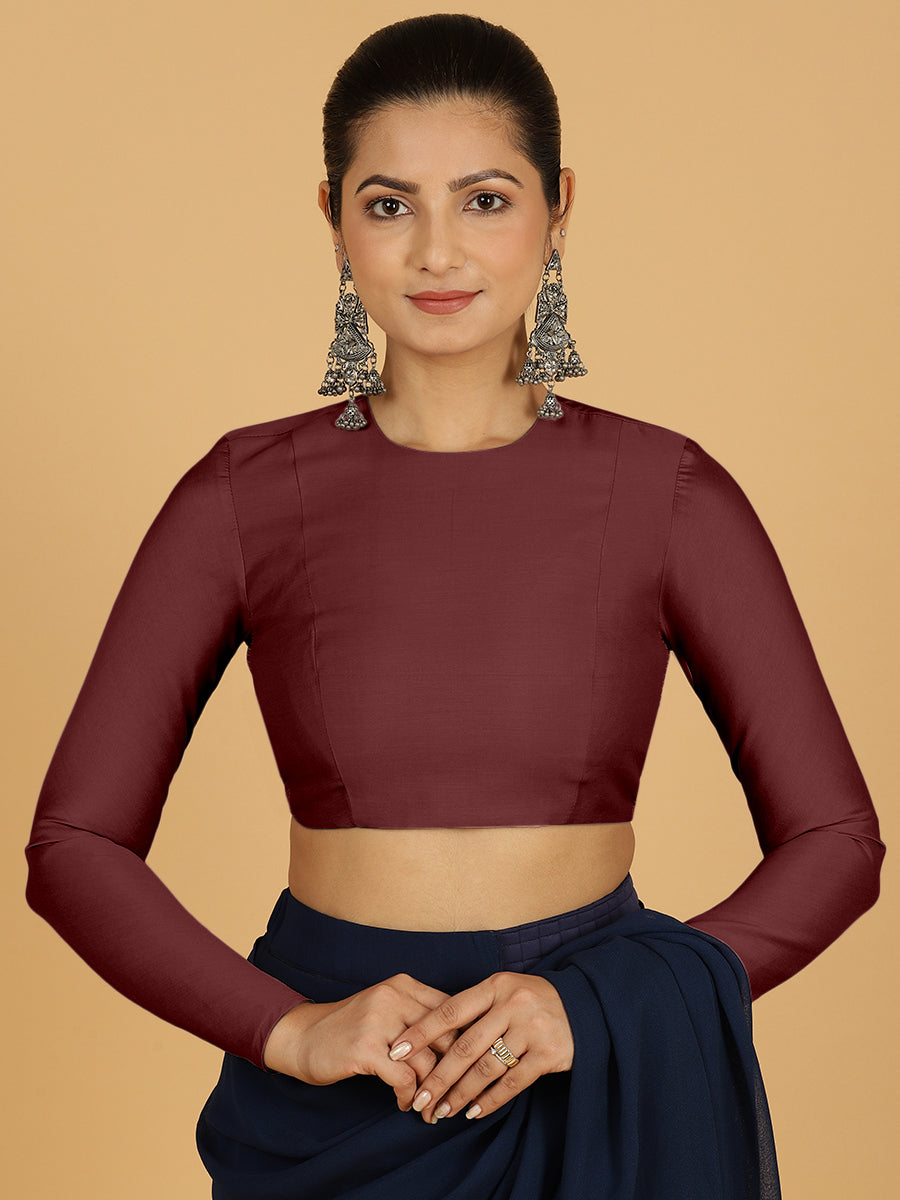 Jaya Blouse in Deep Maroon