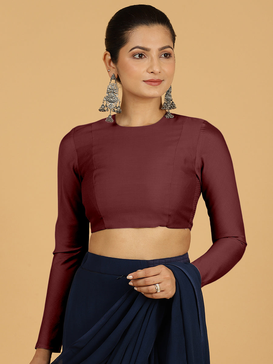 Jaya Blouse in Deep Maroon