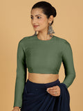 Jaya x Rozaana | Saree Blouse in Hunter Green-Binks
