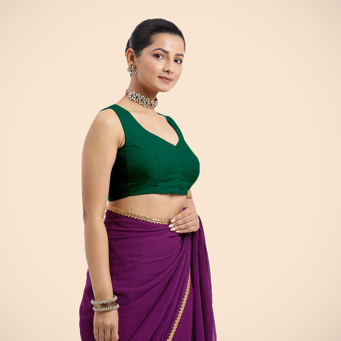 Nazia Blouse in Bottle Green
