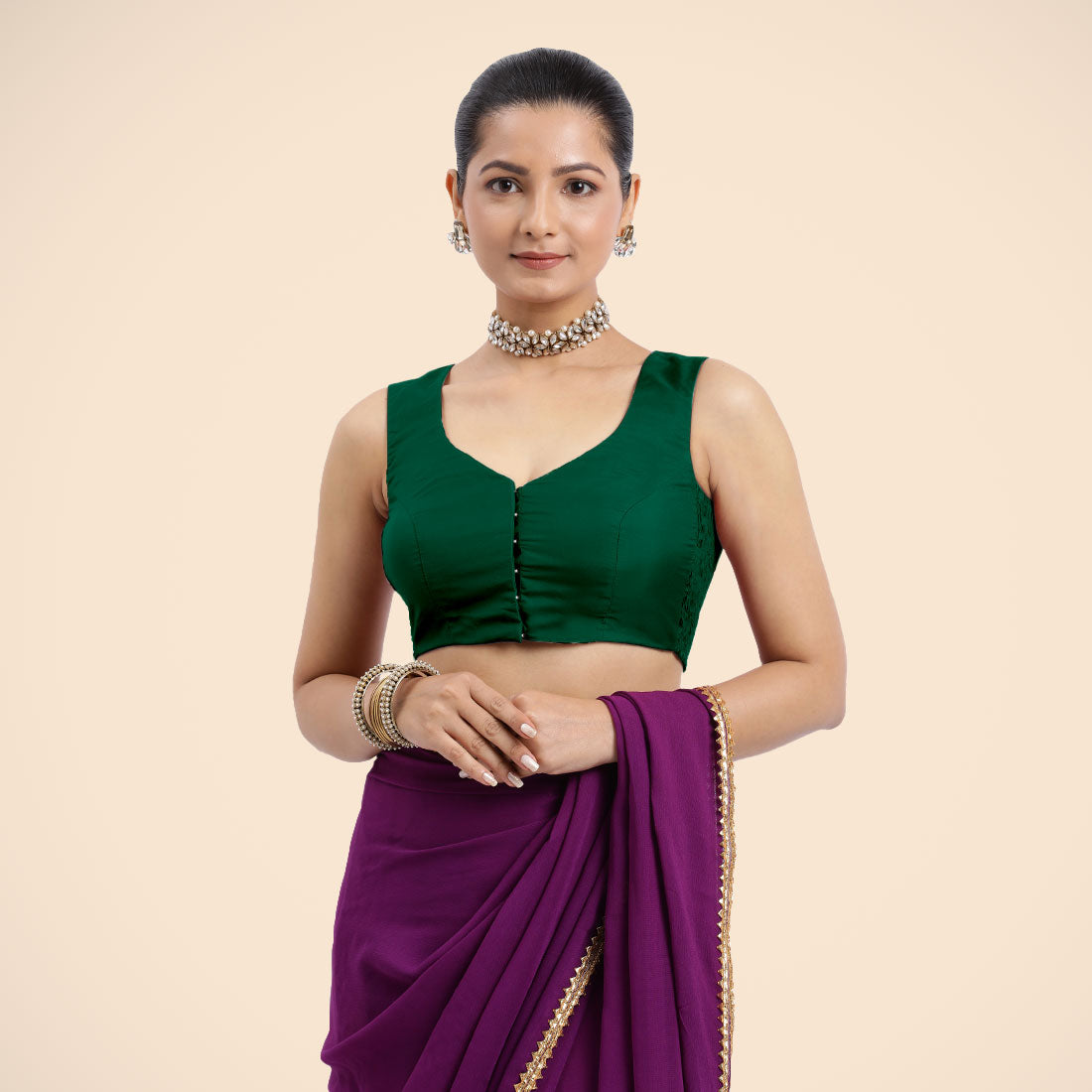 Nazia Blouse in Bottle Green