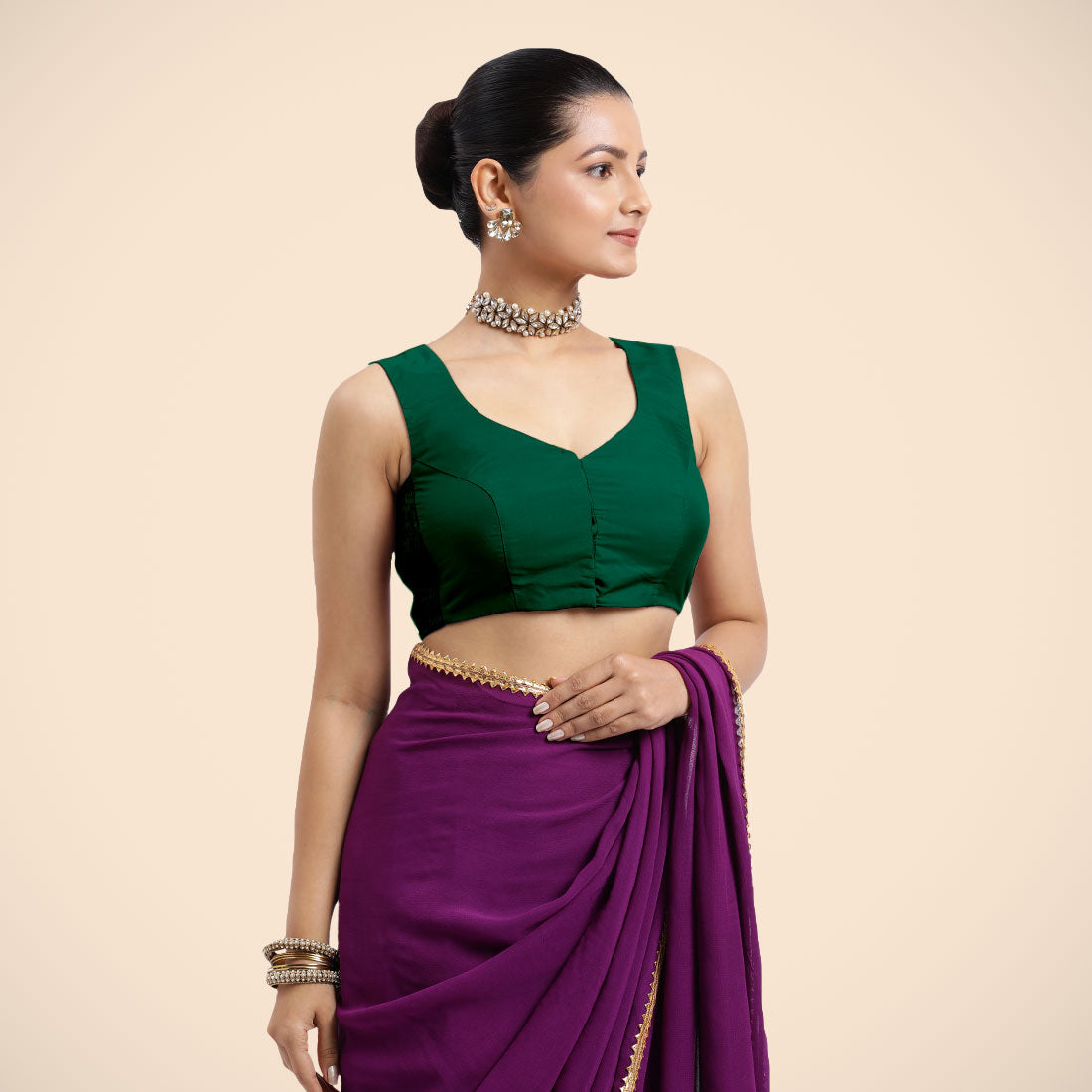 Nazia Blouse in Bottle Green