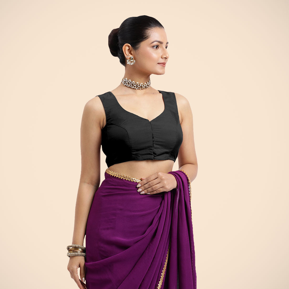 Nazia Blouse in Charcoal Black