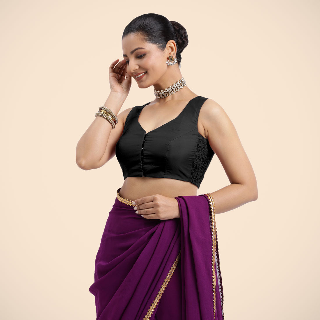 Nazia Blouse in Charcoal Black