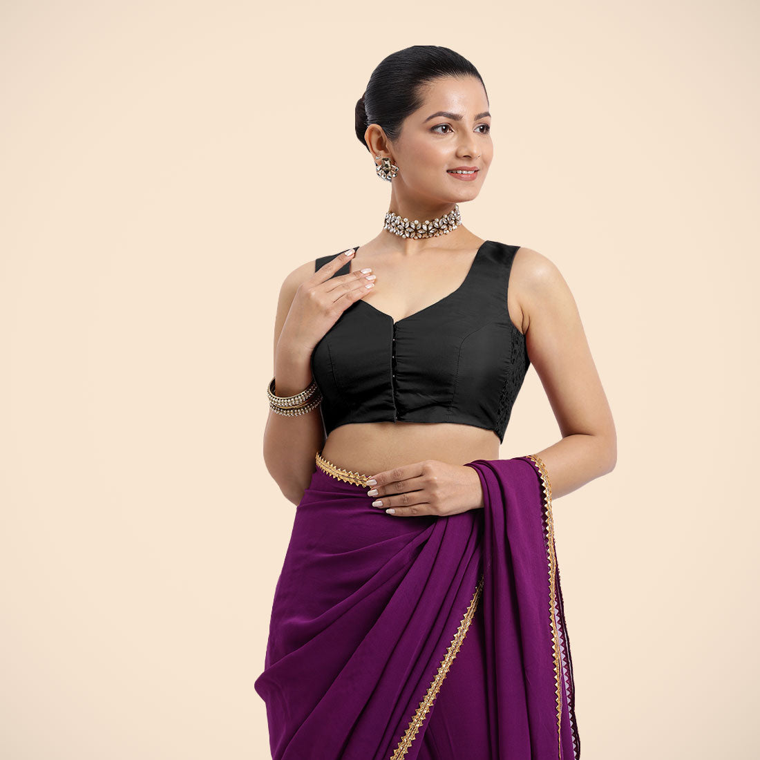 Nazia Blouse in Charcoal Black