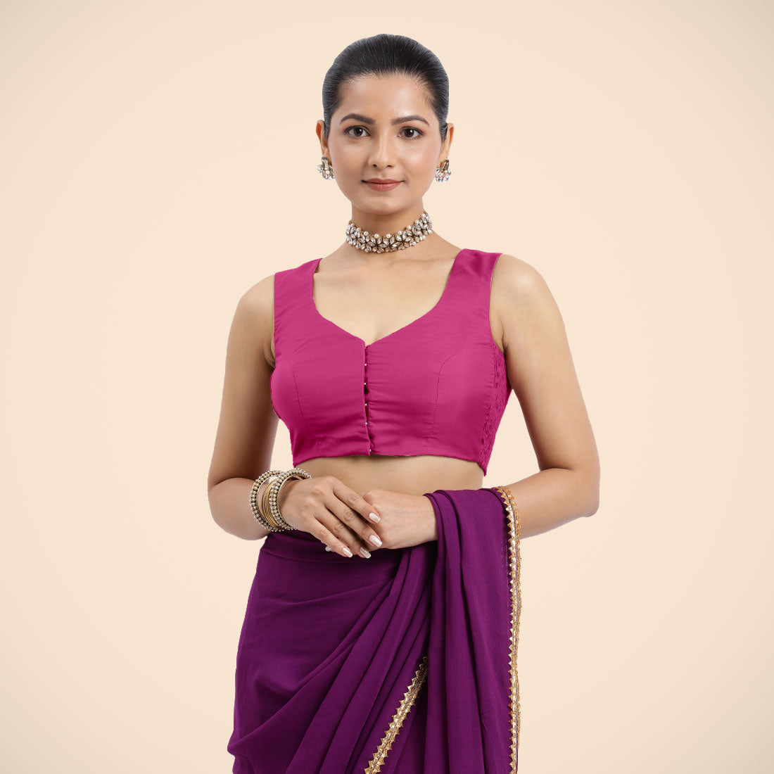 Nazia Blouse in Hot Pink