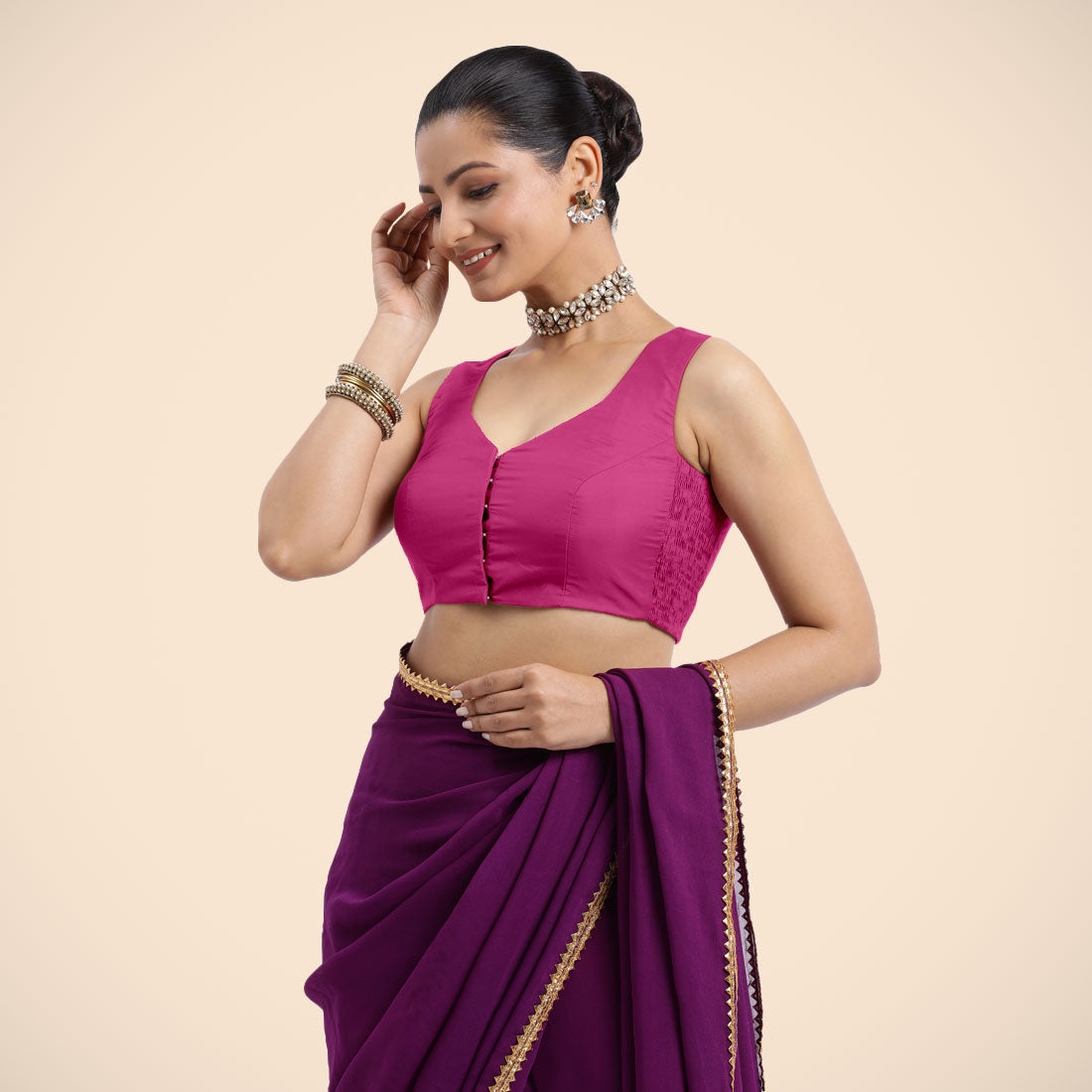 Nazia Blouse in Hot Pink