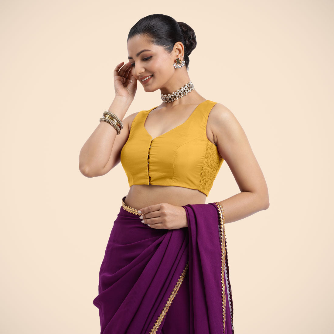 Nazia Blouse in Marigold Yellow