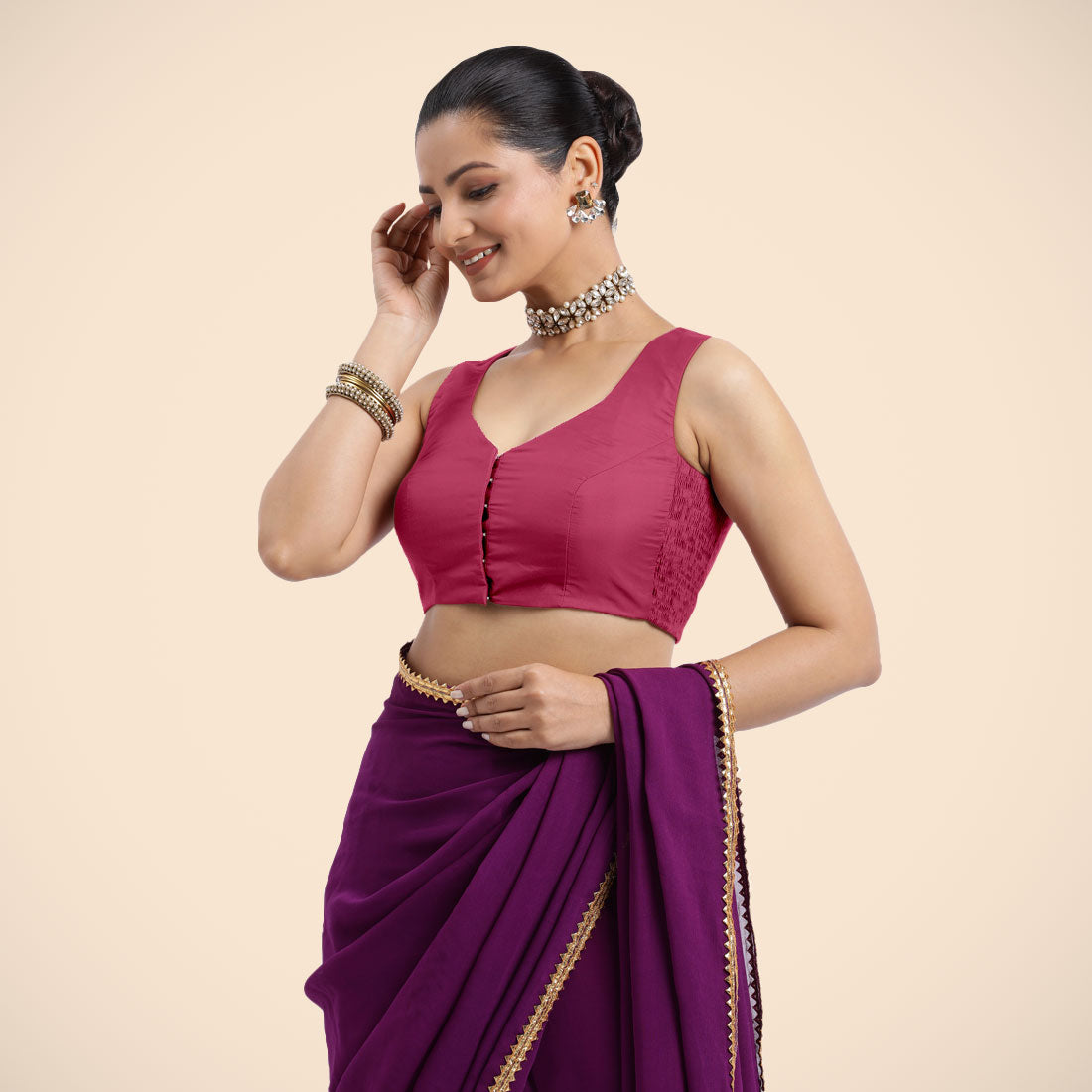 Nazia Blouse in Rani Pink