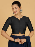 Rekha x Rozaana | Long Saree Blouse in Raven Black-Binks
