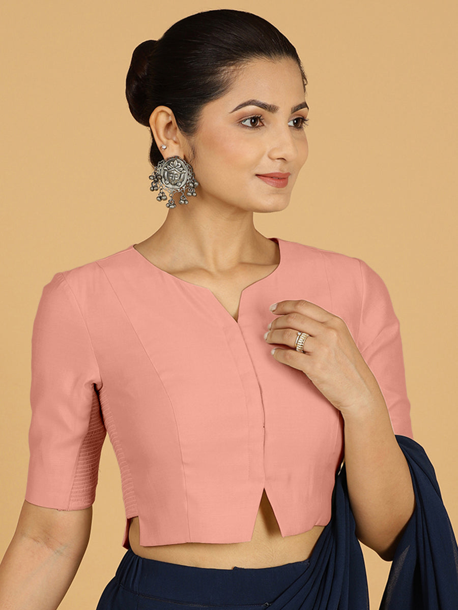 Rekha x Rozaana | Long Saree Blouse in Sea Pink-Binks